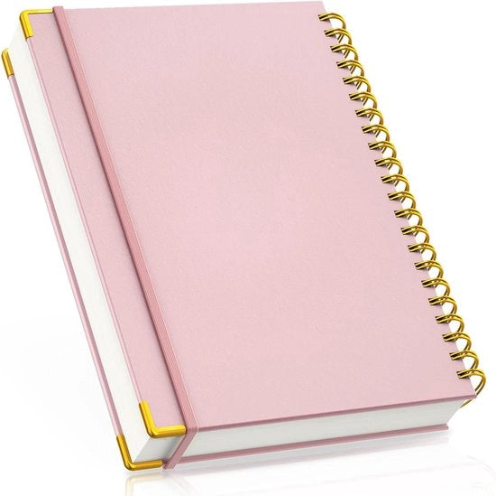 Taccuino a spirale A4 - Taccuino ordinato per scuola e lavoro - 300 pagine - Rosa - Copertina rigida