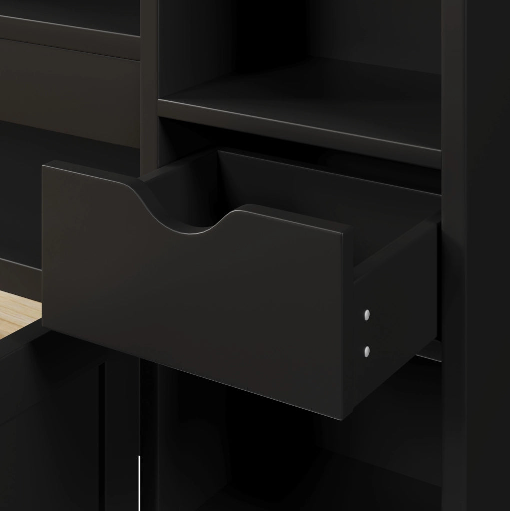 Letto matrimoniale 180x200 cm con LED, USB e cassetti nero