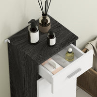 Mobile Bagno 35x30x77,5cm con Cassetto e Armadietto in Legno Bianco e Nero