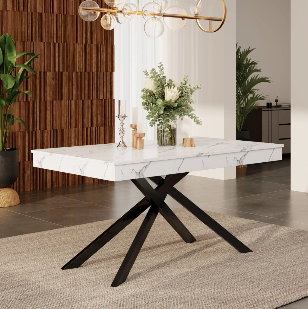 Tavolo da pranzo allungabile 140-180x80 cm; MDF bianco