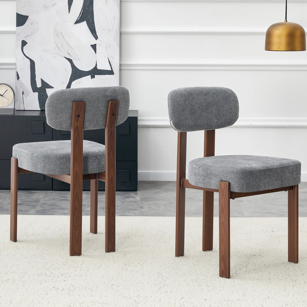 Set 2 Sedie da Pranzo Imbottite ¨C MINIMAL ¨C Tessuto Lino, Schienale Curvo, Stile Moderno