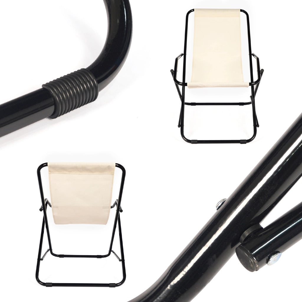 Set 2 Sdraio Sedie Spiaggina Relax Giardino Spiaggia, Pieghevoli in Acciaio e Textilene con Braccioli  Funzione Basculante Dondolo– Il Gruppone Beige