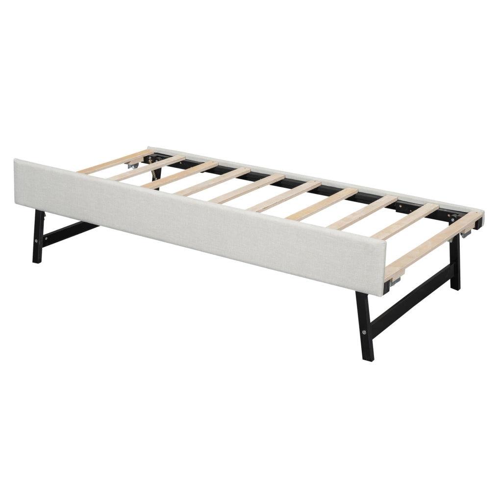 Divano letto estraibile 90x200 cm con porta USB; in lino beige
