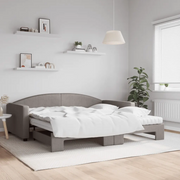Divano Letto Estraibile con Materassi Tortora 100x200cm Tessuto 3197214