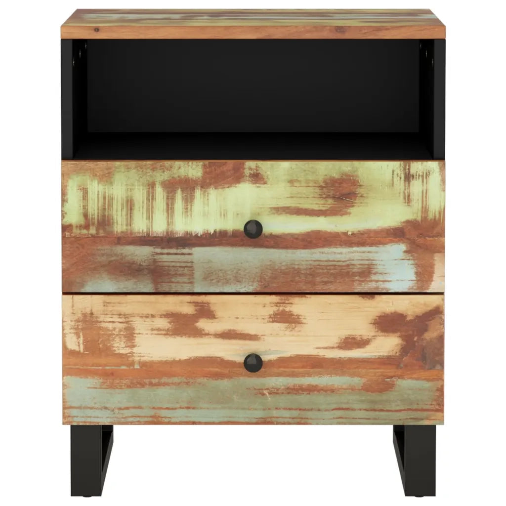 Comodino 50x33x62cm Legno Massello Recupero e Legno Multistrato cod mxl 30288