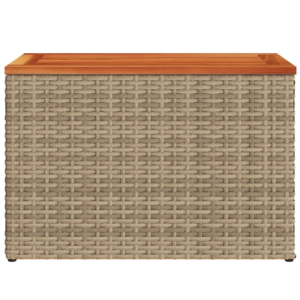 Tavolini Giardino 2pz Beige 55x34x37 Polyrattan Legno Massello 366069