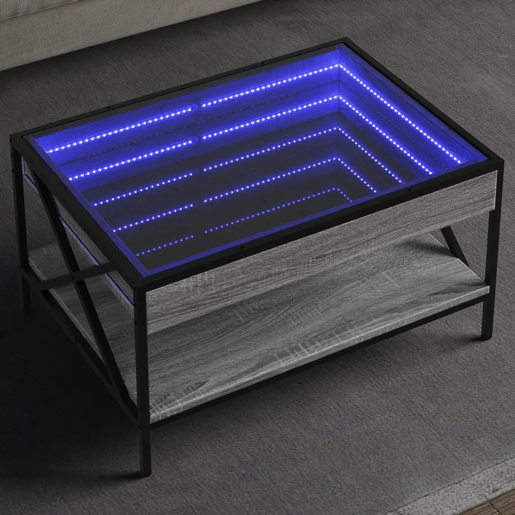 Tavolino da salotto | Tavolino da caff¨¨ | Tavolino da Soggiorno con LED Infinity Grigio Sonoma 70x50x38 cm