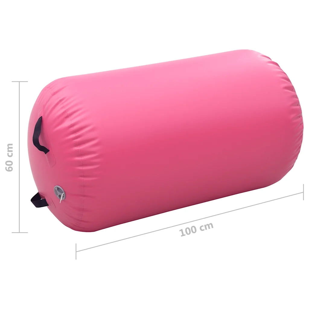 Rullo da Ginnastica Gonfiabile con Pompa 100x60 cm in PVC Rosa CFW2106407