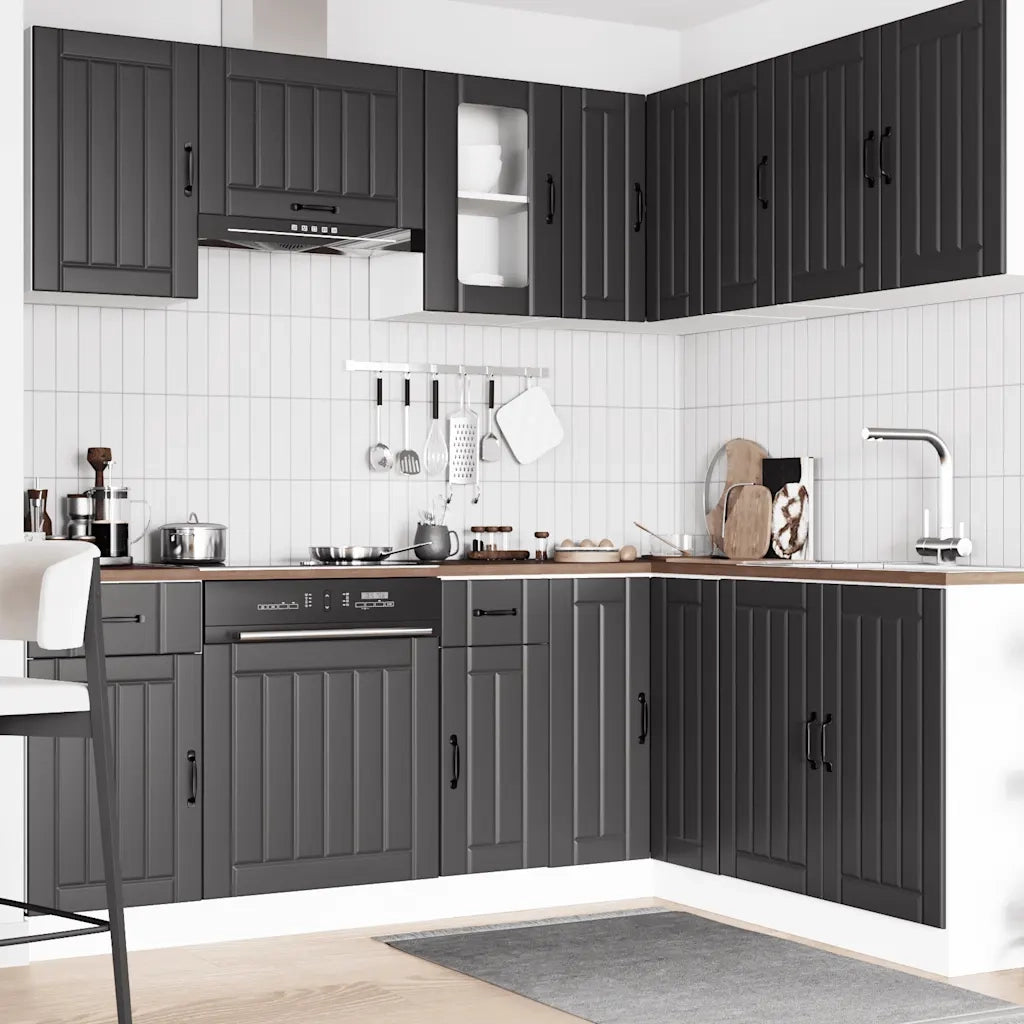 vidaXL Set Mobili da Cucina 11 pz Lucca Neri Legno Multistrato