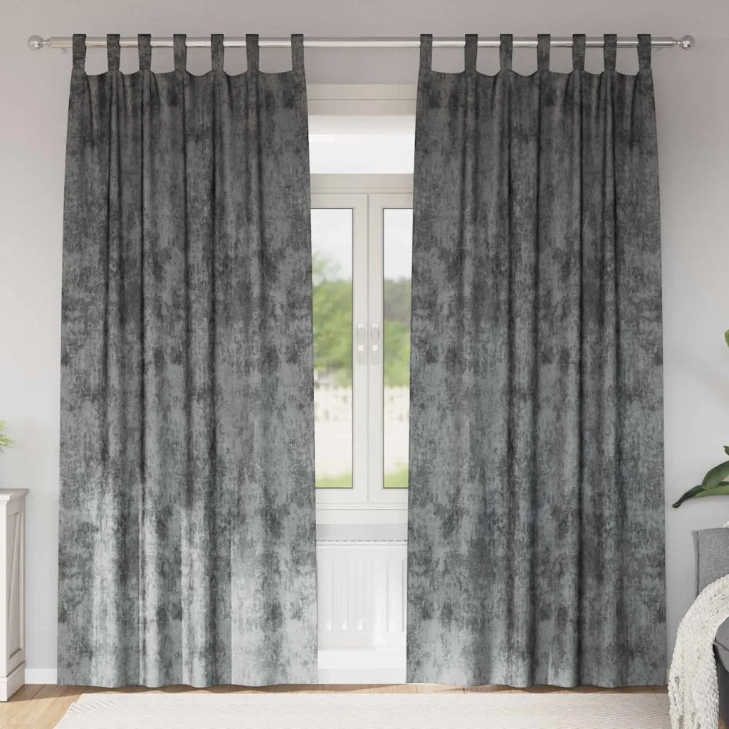 Tende in Velluto con tende 2 pcs Grigio 225 x 140 cm Velluto 4107725