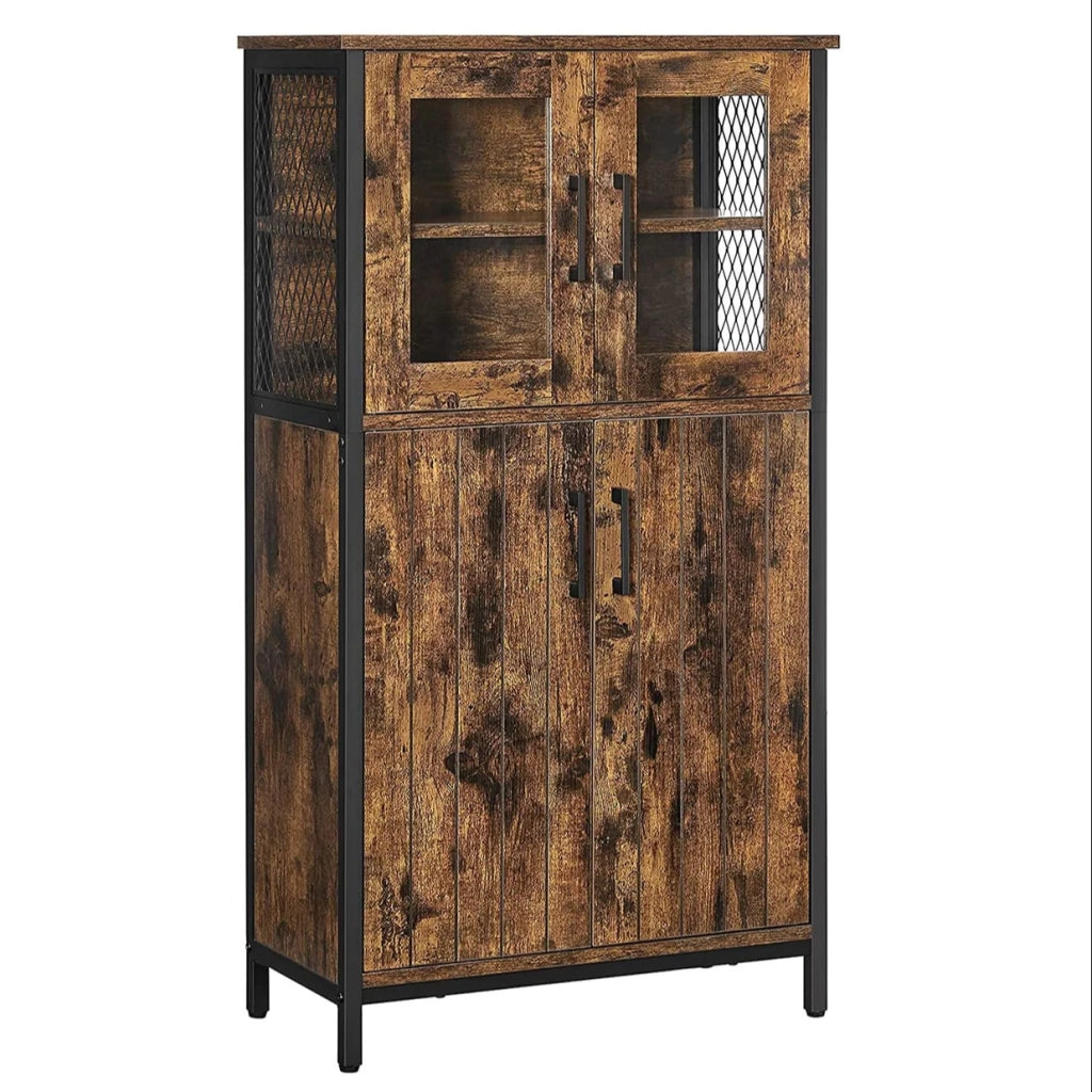 Mobile contenitore 60 x 30 x 108 cm credenza mobiletto ripiani regolabili arredo bagno struttura in acciaio per soggiorno cucina stile industriale marrone 12_0006441