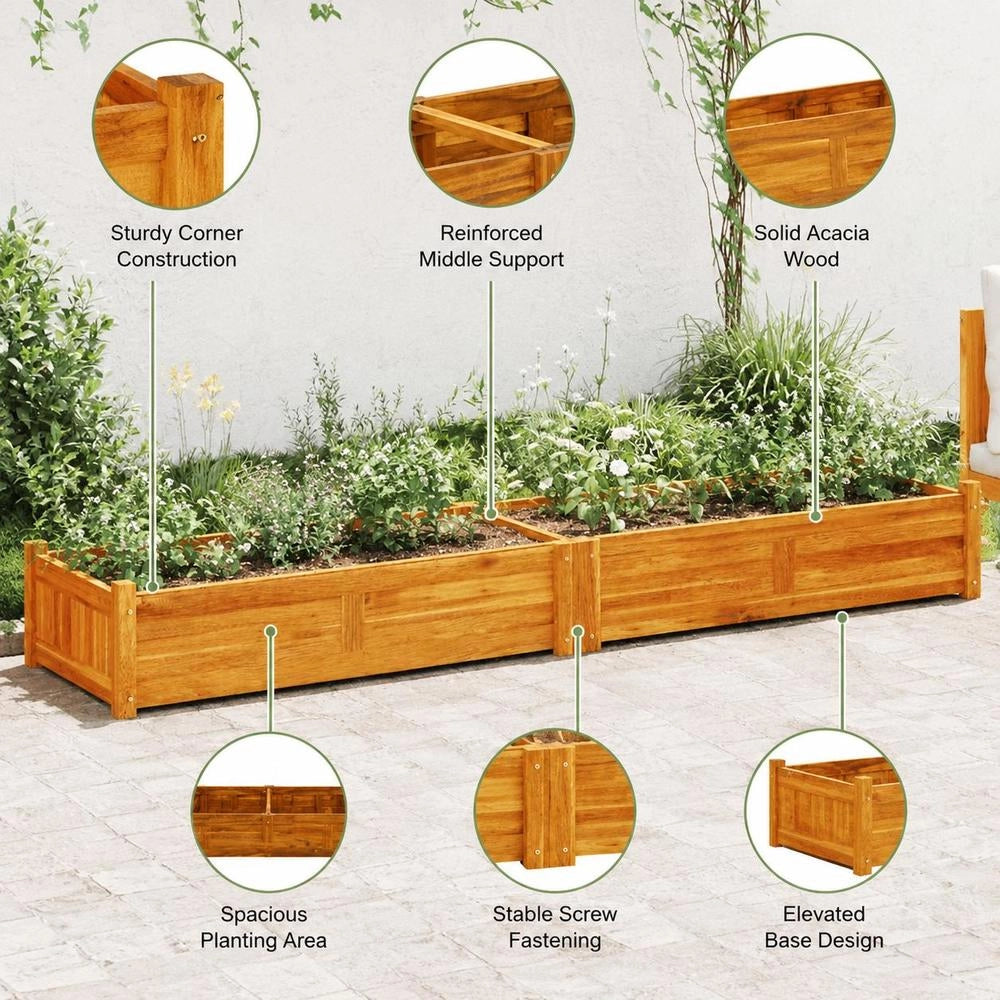 Garden Raised Bed Acacia Wood 200x50x25 Cm
