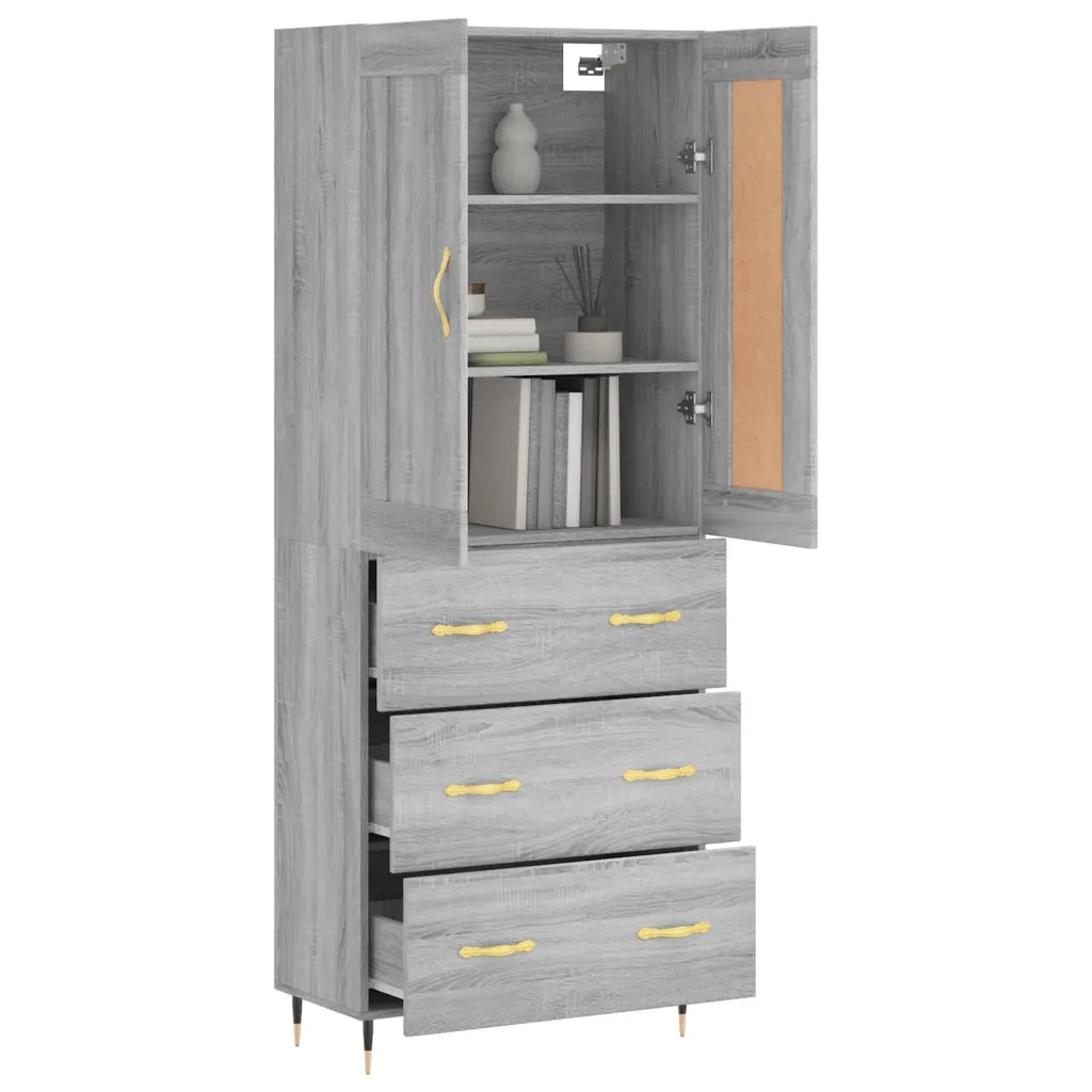 Credenza-Buffet-Armadio da cucina Grigio Sonoma 69,5x34x180 cm in Legno Multistrato 474590