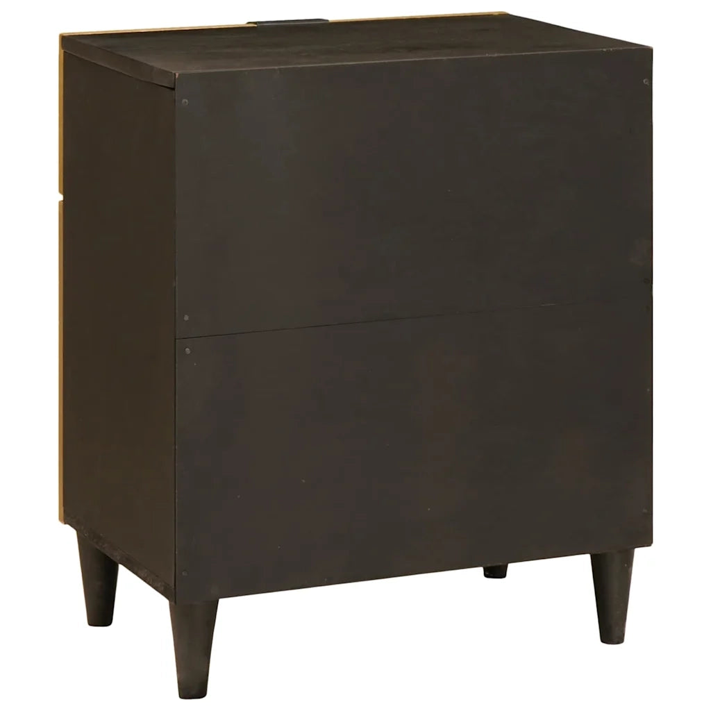 Comodino | Armadio da Notte | Mobiletto da notte Nero e Oro 50 x 33 x 60 cm Legno ingegnerizzato
