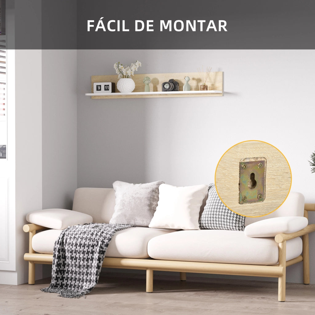 Scaffale a Parete in Legno ¨C zephmum ¨C Robe Bianco 120x15x20 cm