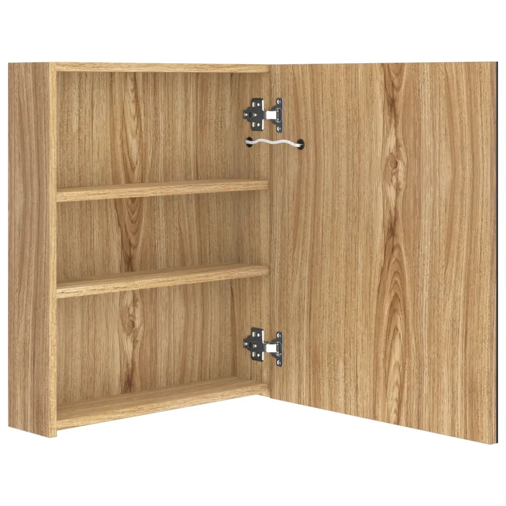 Armadietto Bagno con Specchio e LED-Mobile bagno con specchio Rovere 50x14x60 cm