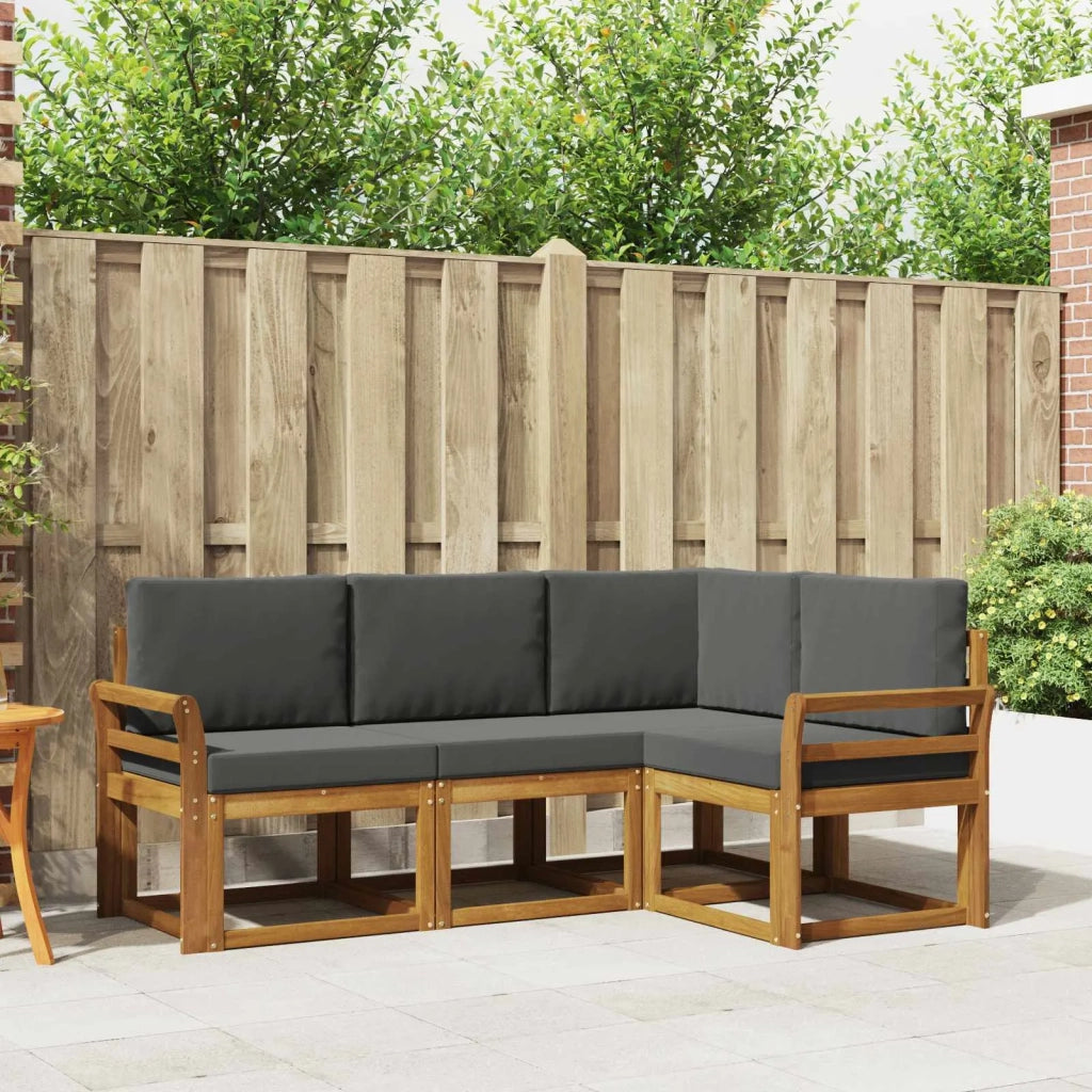 Set di divani da esterno con cuscino 4 pcs Naturale e Antracite