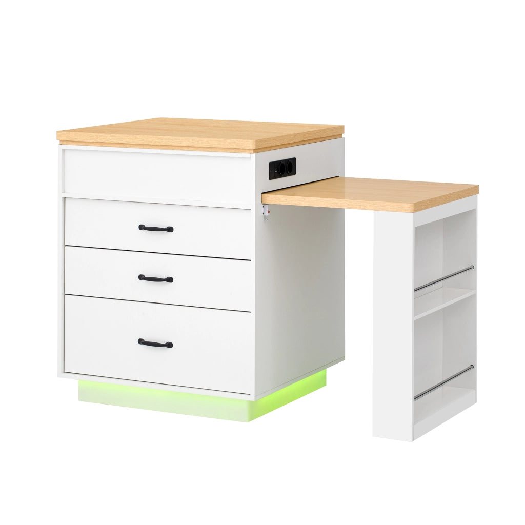 Tavolo da Pranzo Allungabile con Isola Cucina e LED ¨C Xylo ¨C Bianco