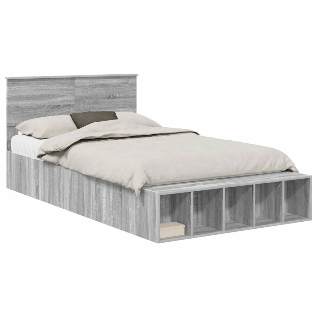 Struttura del letto con lo scaffale Grigio Sonoma 135 x 190 cm 3408380