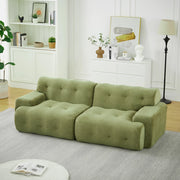 Divano a due posti modulare in ciniglia con braccioli ampi design ergonomico senza montaggio verde 224 × 104 × 66 cm