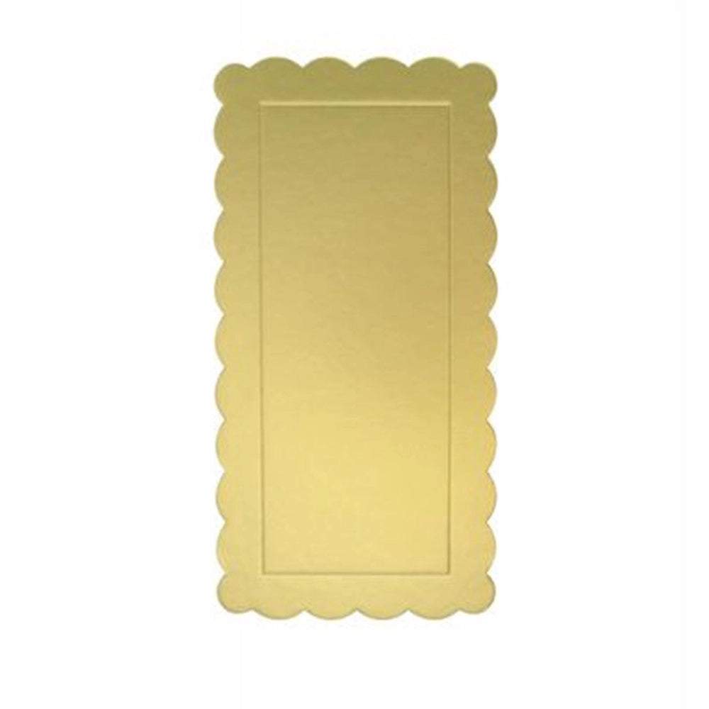 Trade Shop - Set 3pz Base Per Torta Rettangolare Piatto Sottotorta Dorato 15x30cm Con Bordino 31155 -
