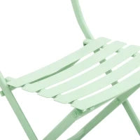 Set Tavolo e Sedie da Giardino ed Esterno in Metallo Verde, Set da 3 Pezzi Pieghevole e Salvaspazio