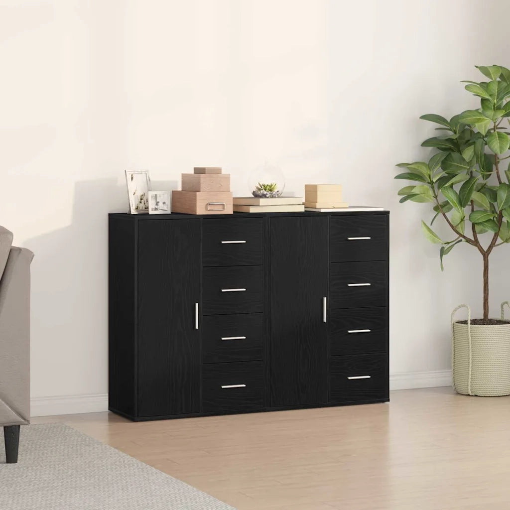 Credenza 2 pcs Rovere Nero 60 x 31 x 84 cm Legno multistrato 3334313