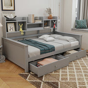 Letto singolo 90x200 cm con cassetti e vani laterali grigio