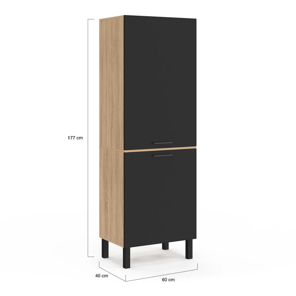 IDMarket - Cucina a 2 ante CINA 60 cm in faggio e nero