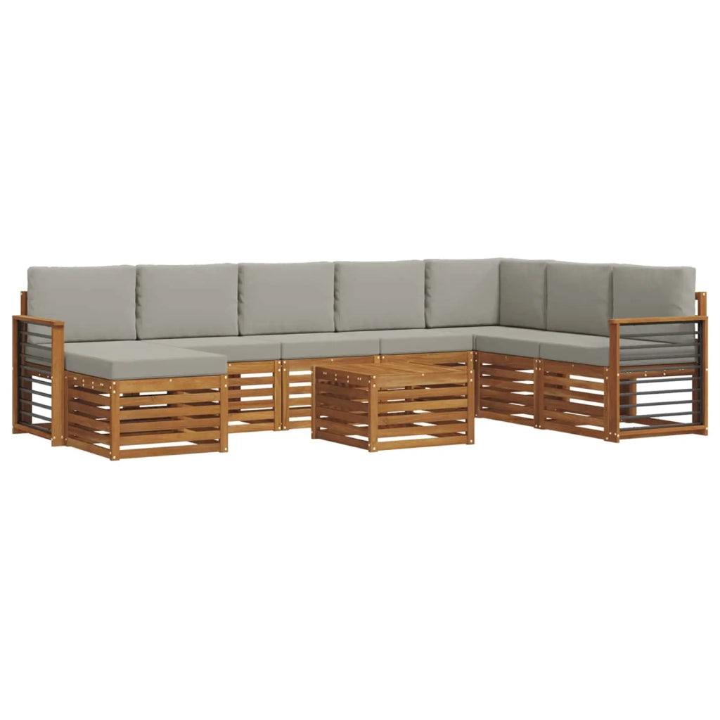 Set di divani da esterno 9 pcs Grigio Naturale e Chiaro