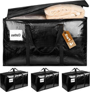 Scatole di Archiviazione Grandi con Coperchio - Scatole di Mobili per Abiti - Borse di Trasporto Resistenti - Impermeabili - Nero