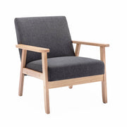 Poltrona scandinava in legno e tessuto, grigio scuro