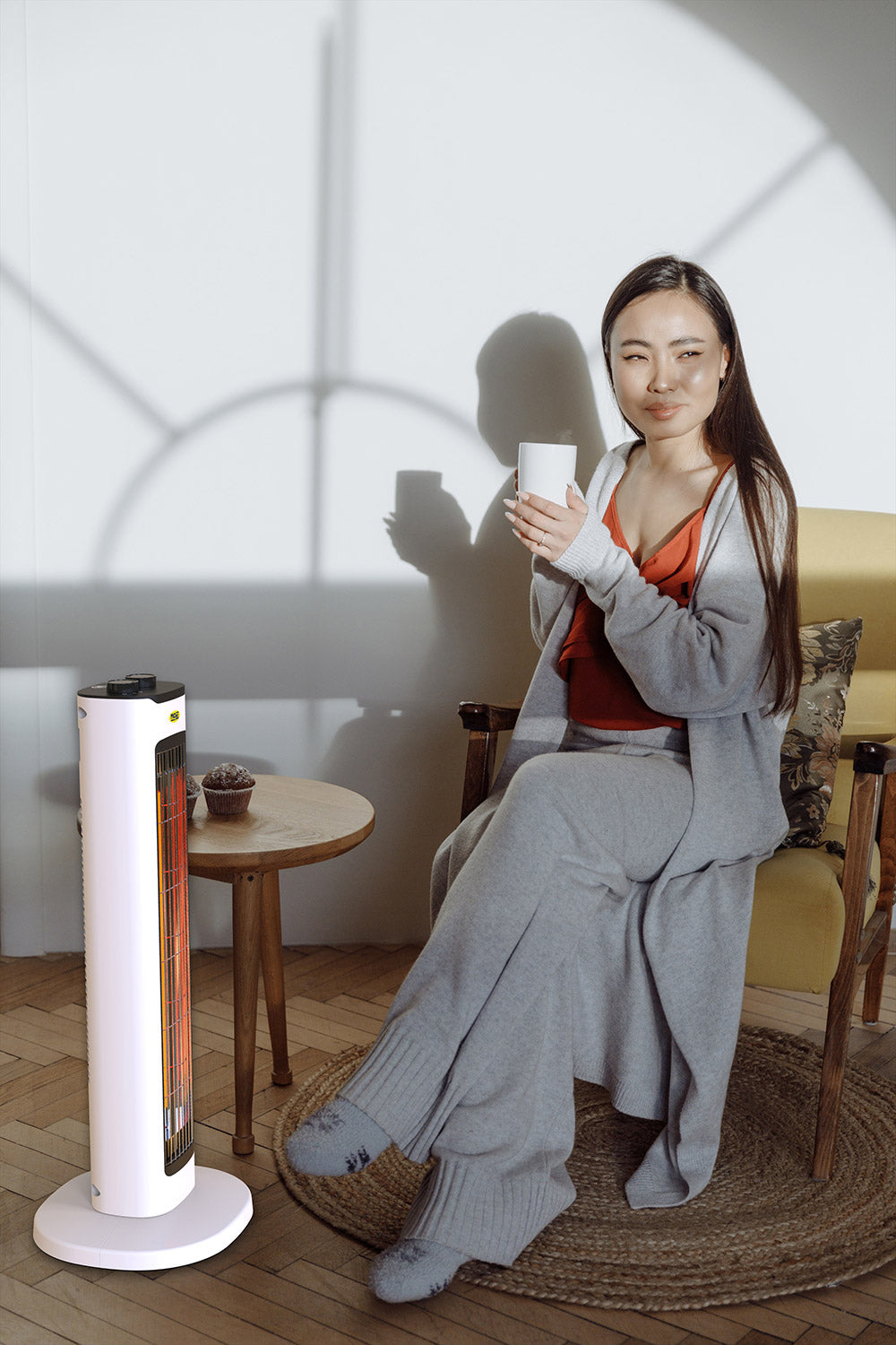 Stufa Elettrica ad Infrarossi 23x23x61,5 cm 800W Moel Maui 840C Bianca