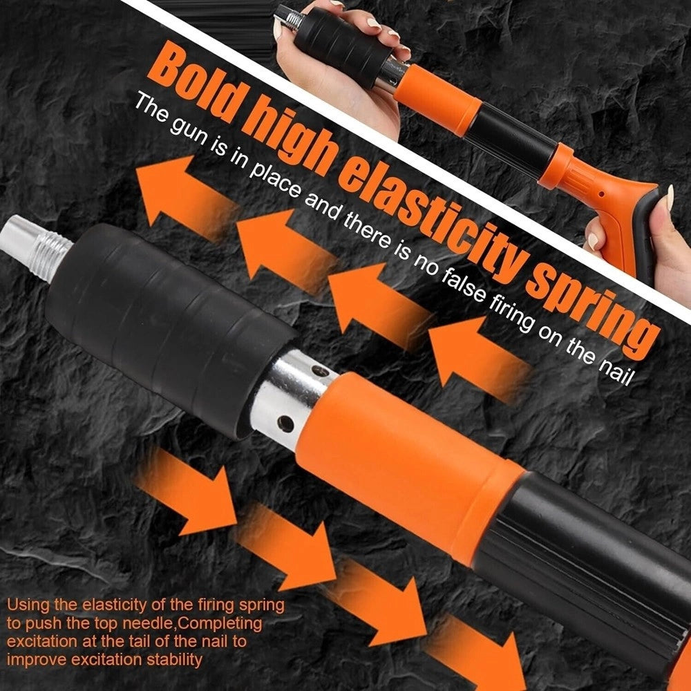 Trade Shop - Mini Pistola Sparachiodi Manuale Con 10 Chiodi Portatile Silenziatore Regolabile -