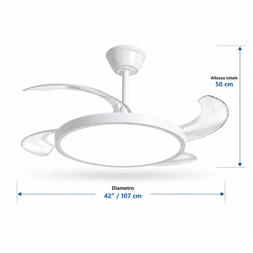 VENTILATORE DA SOFFITTO CON LUCE LED PALE RETRATTILI 42" 80W DIMMERABILE SJ-199