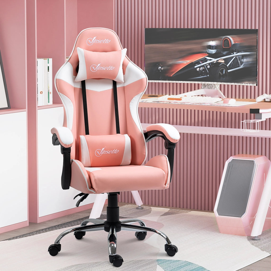 Sedia Gaming con Schienale Reclinabile ¨C zephmum ¨C Rosa 63x67x122-130 cm