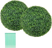 Set di 2 palline di topiaria artificiale, piante sferiche finte, 50 cm, arbusti verdi rotondi, resistenti al sole, palline decorative per giardino, cortile, matrimonio