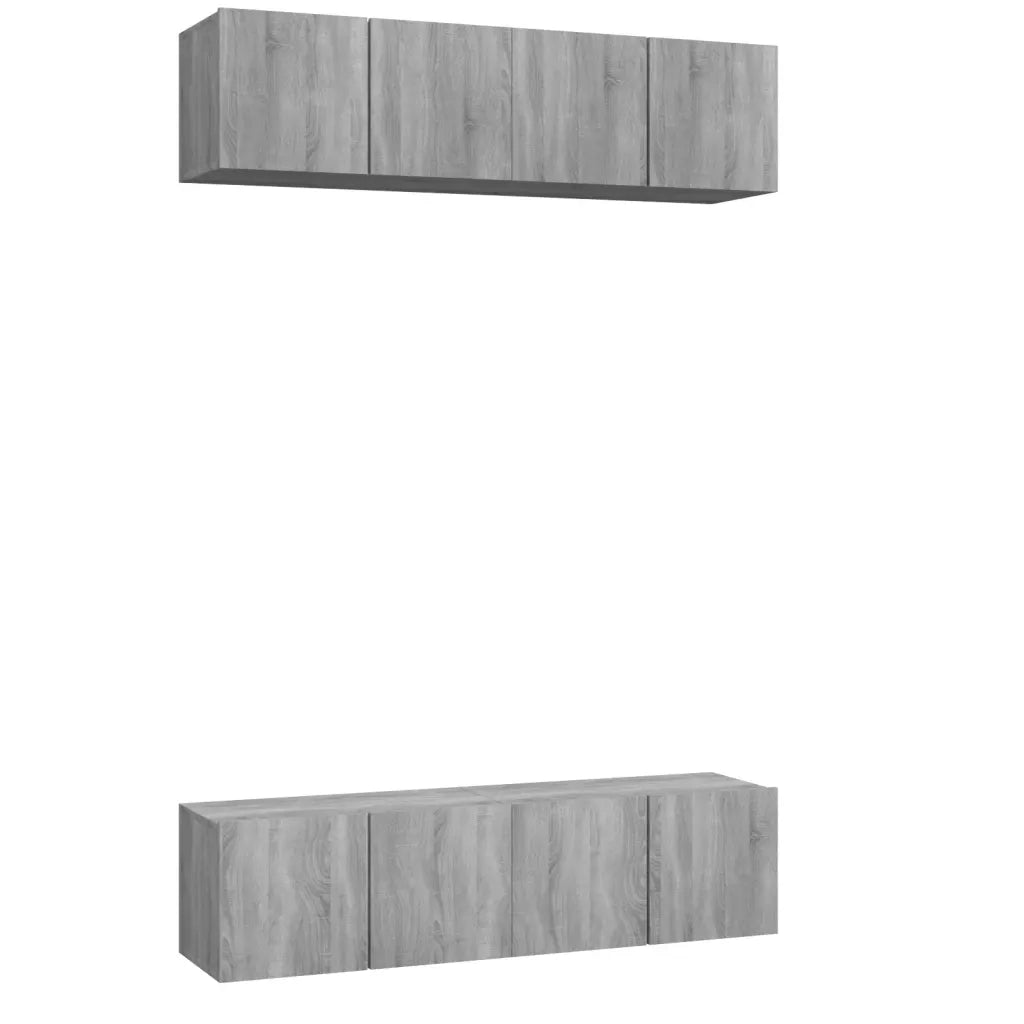 Mobili TV Parete 4pz Grigio Sonoma 60x30x30cm Legno Multistrato