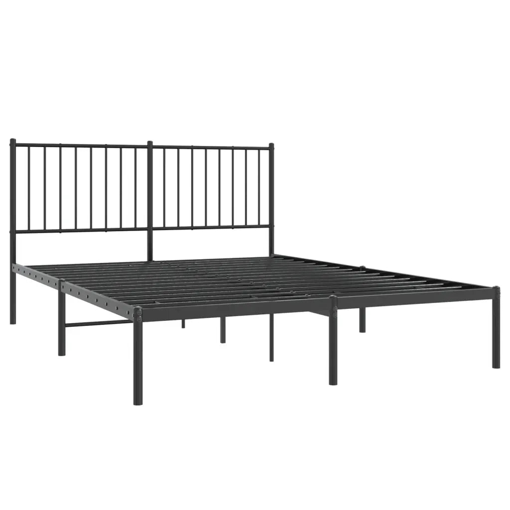 Letto matrimoniale | Letto per adulti | Giroletto con Testiera in Metallo Nero 140x190 cm