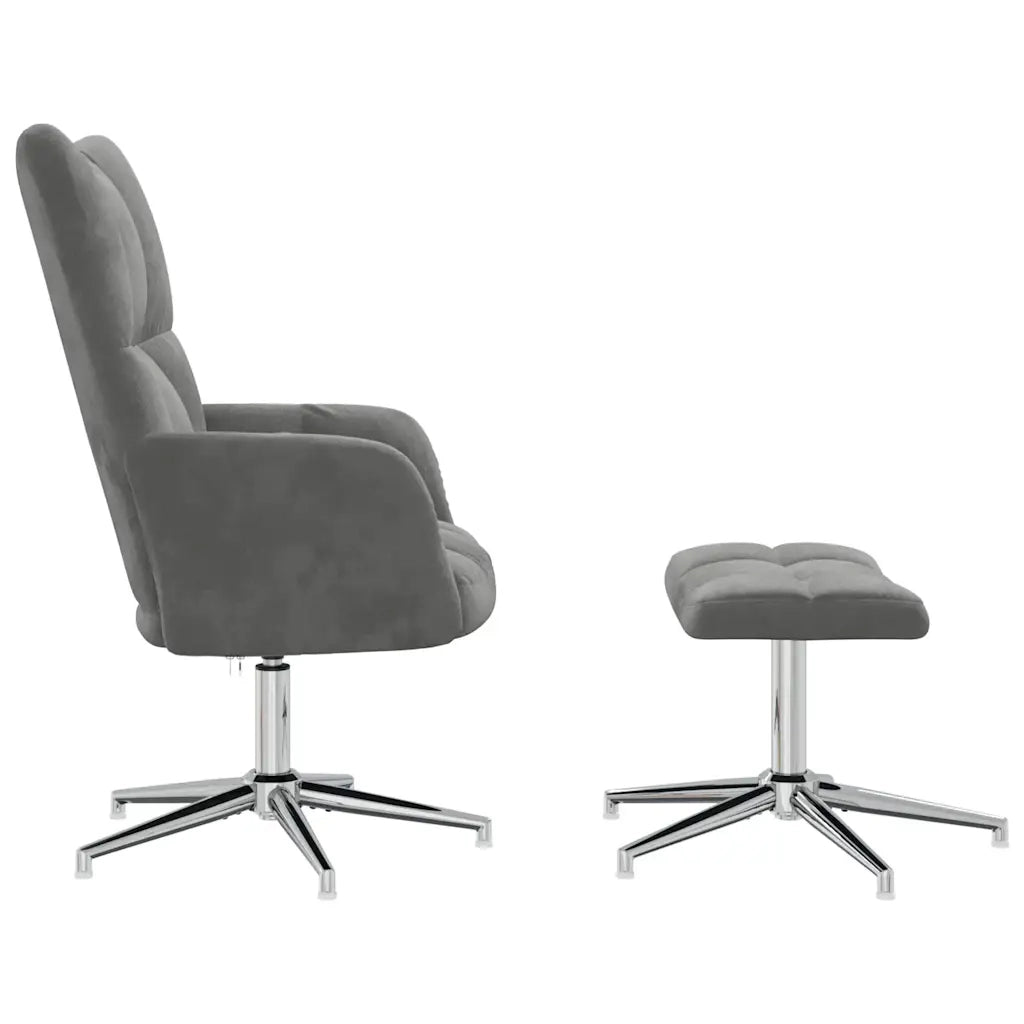 Sedia Relax con Poggiapiedi Grigio Scuro in Velluto 328129