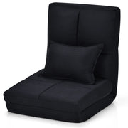 Poltrona relax pieghevole con schienale regolabile 176 x 61 x 12-15 cm seduta ergonomica stile contemporaneo tessuto nero 20_0011266