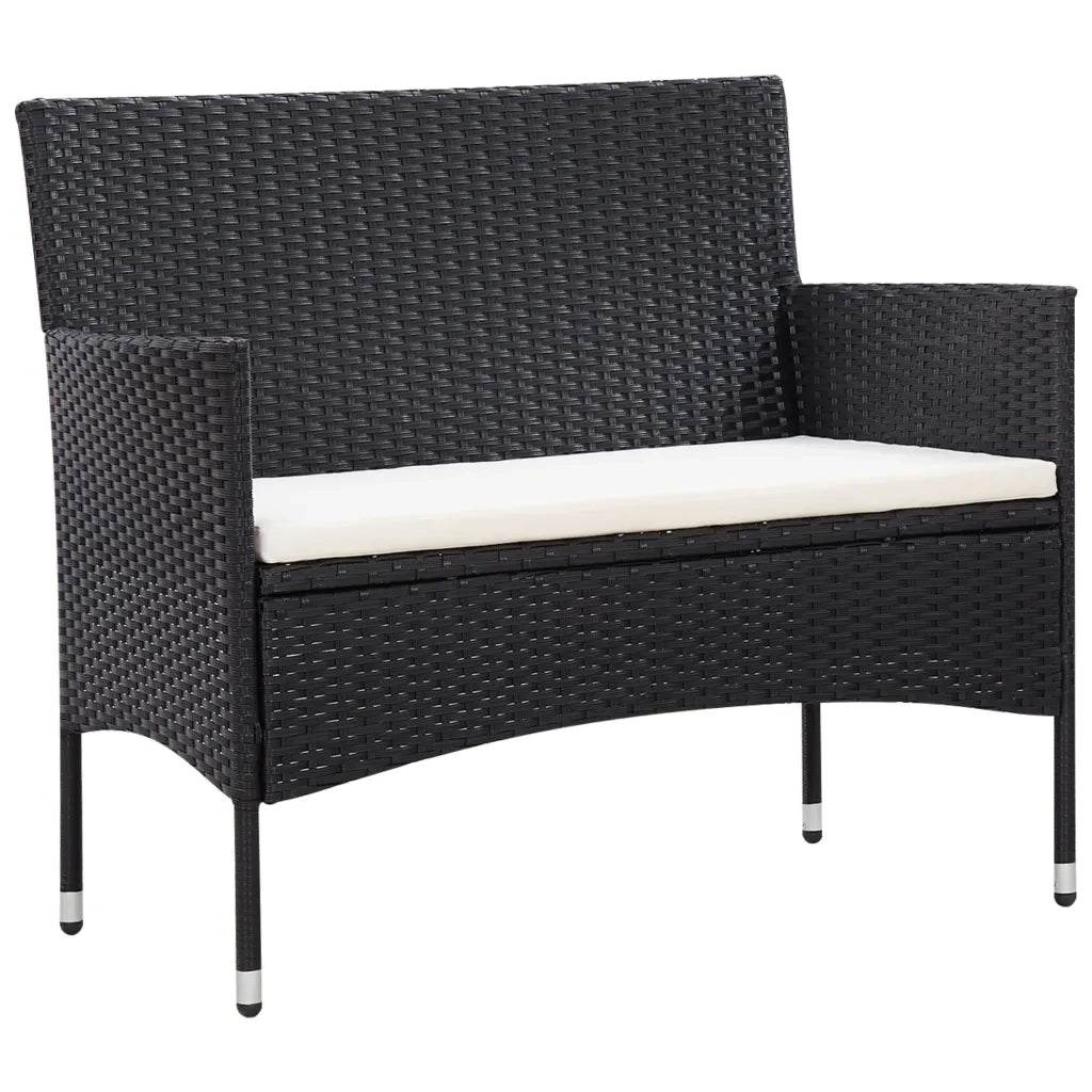 Set Divani da Giardino 5 pz con Cuscini in Polyrattan Nero 45893
