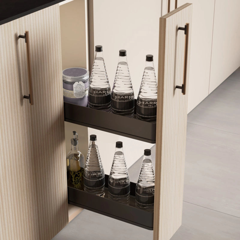 Carrello estraibile con cestelli e carrello del pane Supra con fissaggio inferiore con chiusura soft, Modulo 300, Acci..