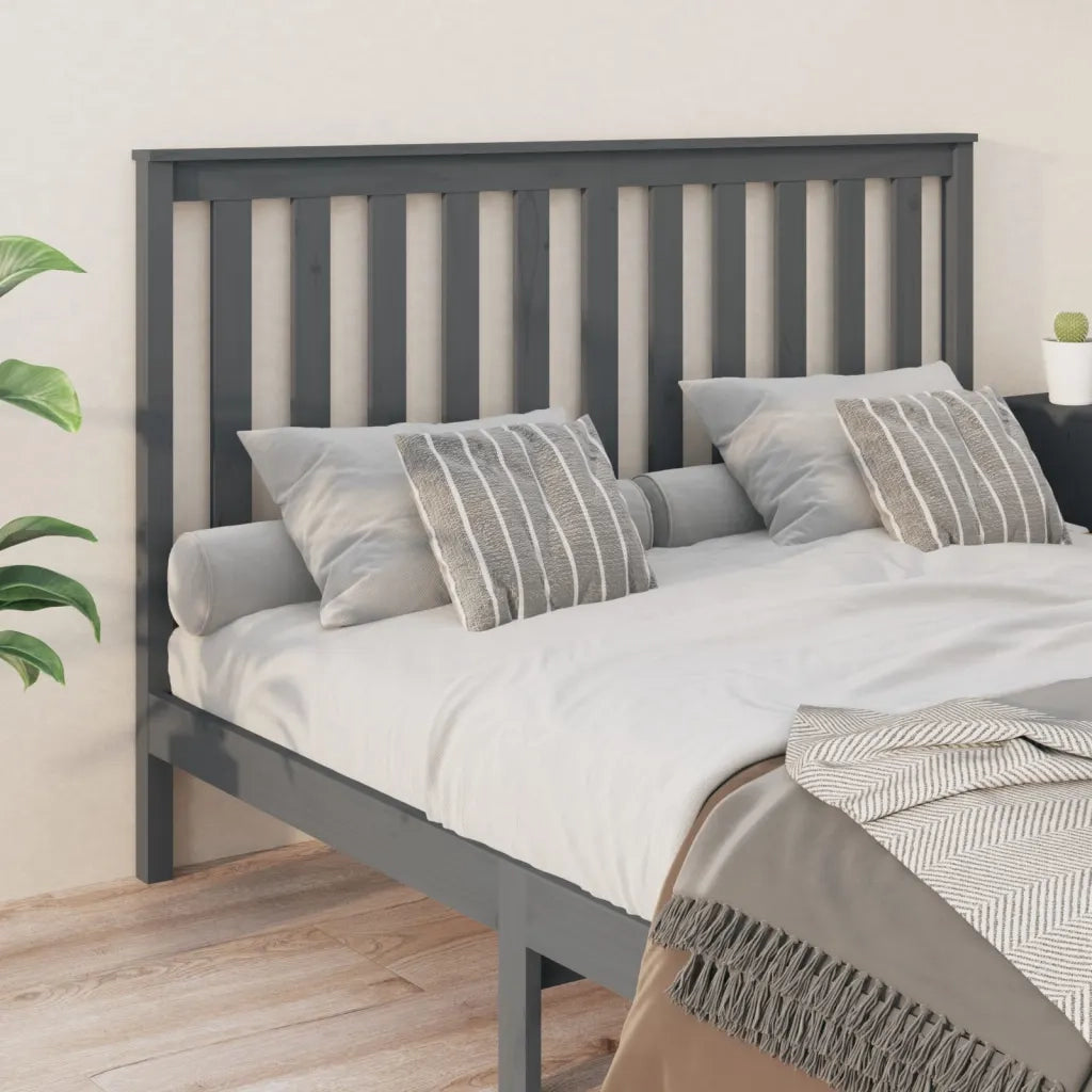 Testiera per Letto Grigia 166x6x101cm in Legno Massello di Pino 818532