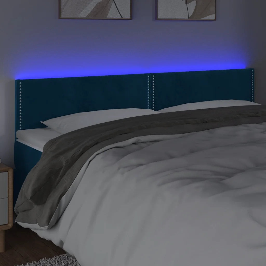Testiera a LED Blu Scuro 200x5x78/88 cm in Velluto