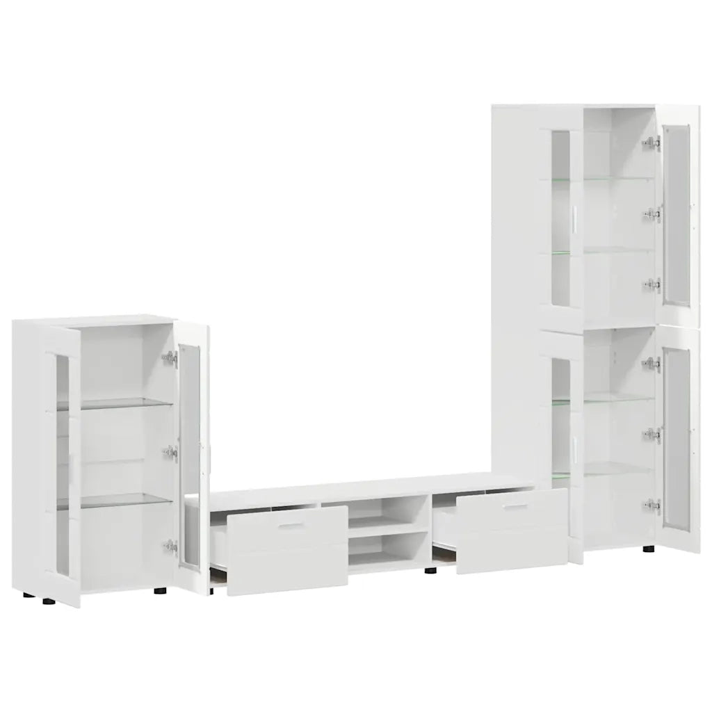 Set mobile TV con cassetto FLORIN Bianco Legno multistrato