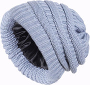 Muffa in Lana per Donna - Muffa Calda e Impermeabile per Inverno - Muffa a Maglia per Donna - Muffa con Cappuccio in Tela di Seta con Strettezza Luce - Muffa in Lana per Uomo e Donna - Adatta per Circonferenza Capo 55-60cm - Grigio Chiaro