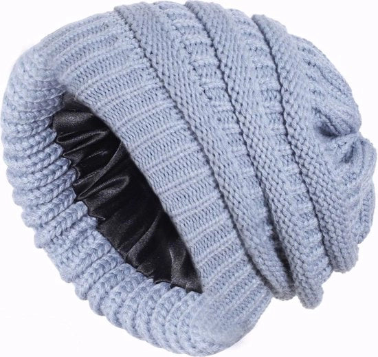 Muffa in Lana per Donna - Muffa Calda e Impermeabile per Inverno - Muffa a Maglia per Donna - Muffa con Cappuccio in Tela di Seta con Strettezza Luce - Muffa in Lana per Uomo e Donna - Adatta per Circonferenza Capo 55-60cm - Grigio Chiaro