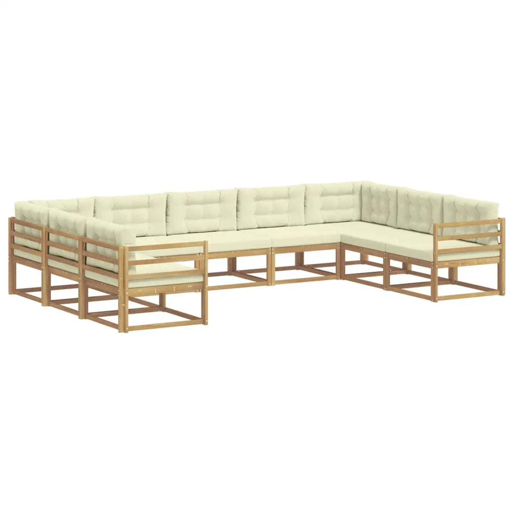 Set di divani da esterno 9 pz Bianco e Crema 3387019