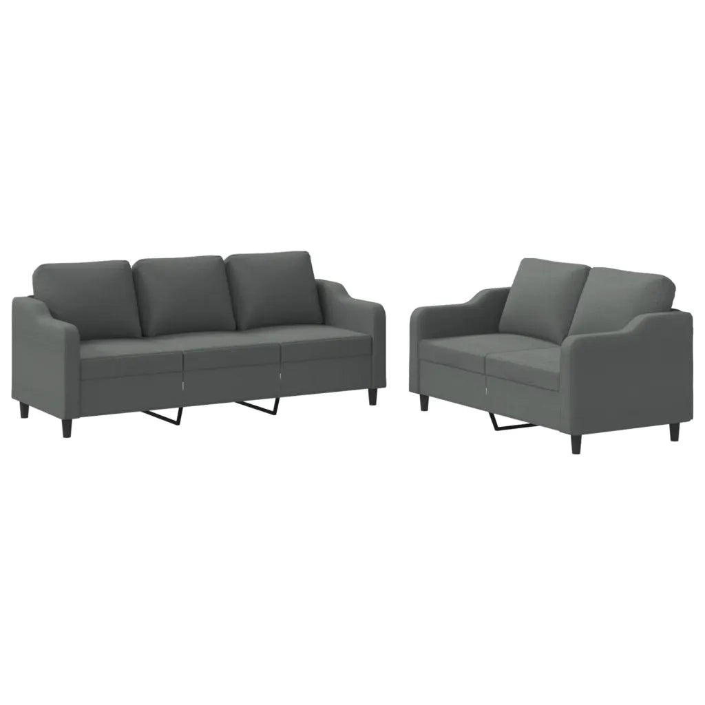 Set di Divani 2 pz con Cuscini Grigio Scuro in Tessutocod mxl 106216